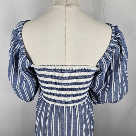 NWOT Emerson Fry Love, Tomas Santiago Maxi Dress Sz Medium L Blue Striped Boho - Picture 5 of 10